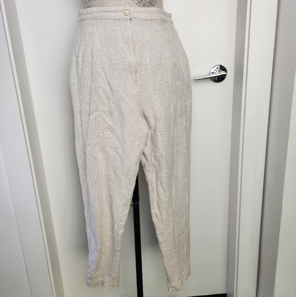 80s Tailored Linen Knit Pants Trousers